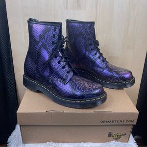 New Dr Martens Air Wair Viper Croc Embossed 1460 black purple iridescent Size 10